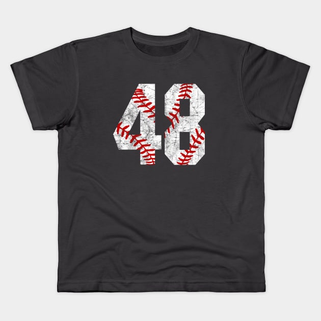 Vintage #48 Baseball Laces Baseball Mom Jersey Love Baseball Kids T-Shirt by TeeCreations